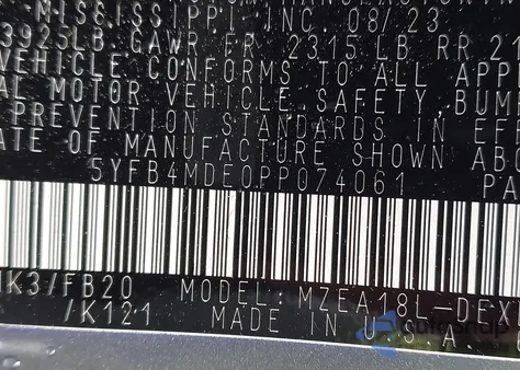 2023 Toyota Corolla Le z USA, uszkodzony, nr VIN 5YFB4MDE0PP074061